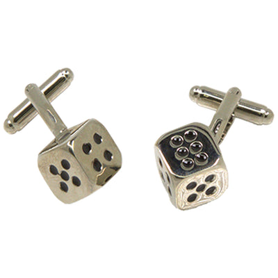 Silvertone Novelty Dice Cufflinks with Jewelry Box - FHYINC best men's suits, tuxedos, formal men's wear wholesale