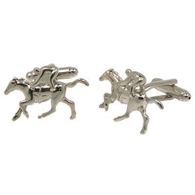 Silvertone Novelty Horse Jockey Cufflinks with Jewelry Box - FHYINC best men's suits, tuxedos, formal men's wear wholesale