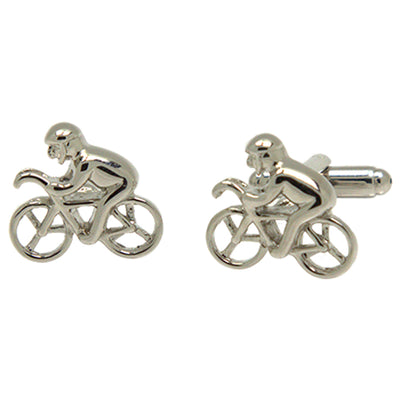 Silvertone Novelty Cyclist Cufflinks with Jewelry Box - FHYINC best men's suits, tuxedos, formal men's wear wholesale