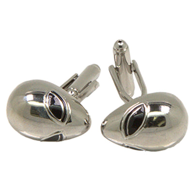 Silvertone Novelty Alien Head Cufflinks with Jewelry Box - FHYINC best men's suits, tuxedos, formal men's wear wholesale