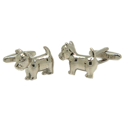 Silvertone Novelty Pitbull Cufflinks with Jewelry Box - FHYINC best men's suits, tuxedos, formal men's wear wholesale