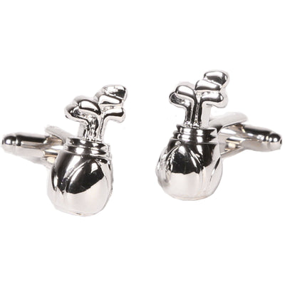 Silvertone Novelty Golf Clubs Cufflinks with Jewelry Box - FHYINC best men's suits, tuxedos, formal men's wear wholesale