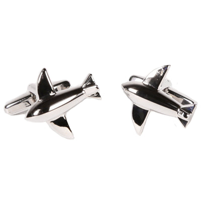 Silvertone Novelty Airplane Cufflinks with Jewelry Box - FHYINC best men's suits, tuxedos, formal men's wear wholesale