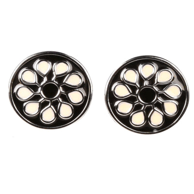 Silvertone Circle Geometric Pattern Cufflinks with Jewelry Box - FHYINC best men's suits, tuxedos, formal men's wear wholesale