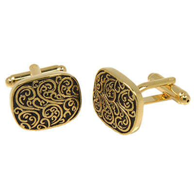 Silvertone Square Geometric Pattern Cufflinks with Jewelry Box - FHYINC best men's suits, tuxedos, formal men's wear wholesale