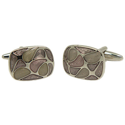 Silvertone Geometric Pattern Cufflinks with Jewelry Box - FHYINC best men's suits, tuxedos, formal men's wear wholesale