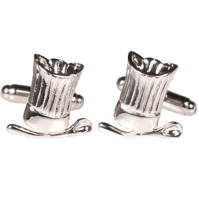 Silvertone Novelty Chef Hat Cufflinks with Jewelry Box - FHYINC best men's suits, tuxedos, formal men's wear wholesale