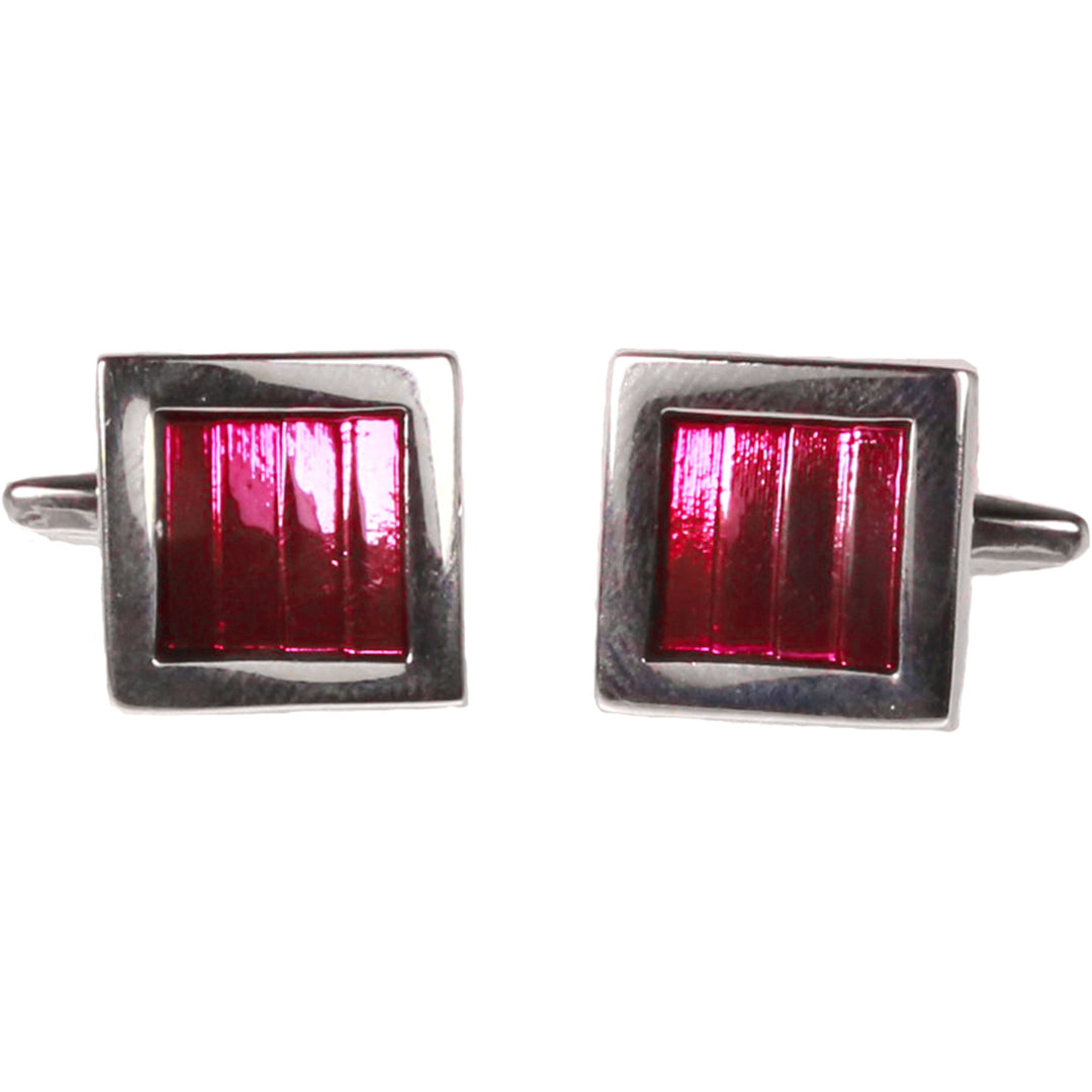 Silvertone Square Lavender Gemstone Cufflinks with Jewelry Box - FHYINC best men's suits, tuxedos, formal men's wear wholesale