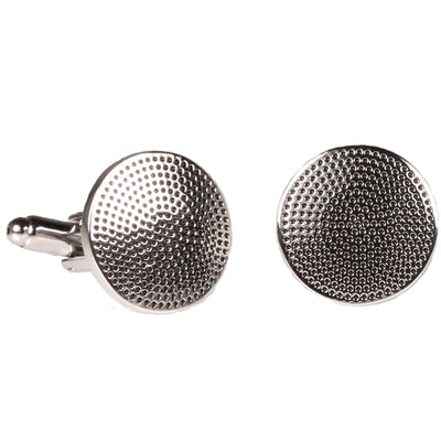 Silvertone Circular Silver Cufflinks with Jewelry Box - FHYINC best men's suits, tuxedos, formal men's wear wholesale