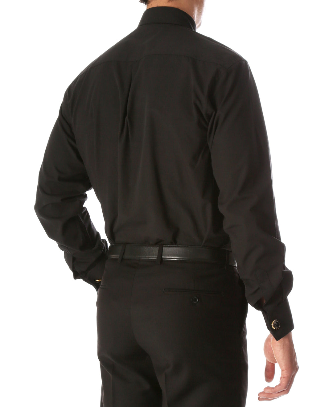 Black Clergy Deacon Bishop Priest Mandarin Half-Tab Collar Dress Shirt - FHYINC best men&