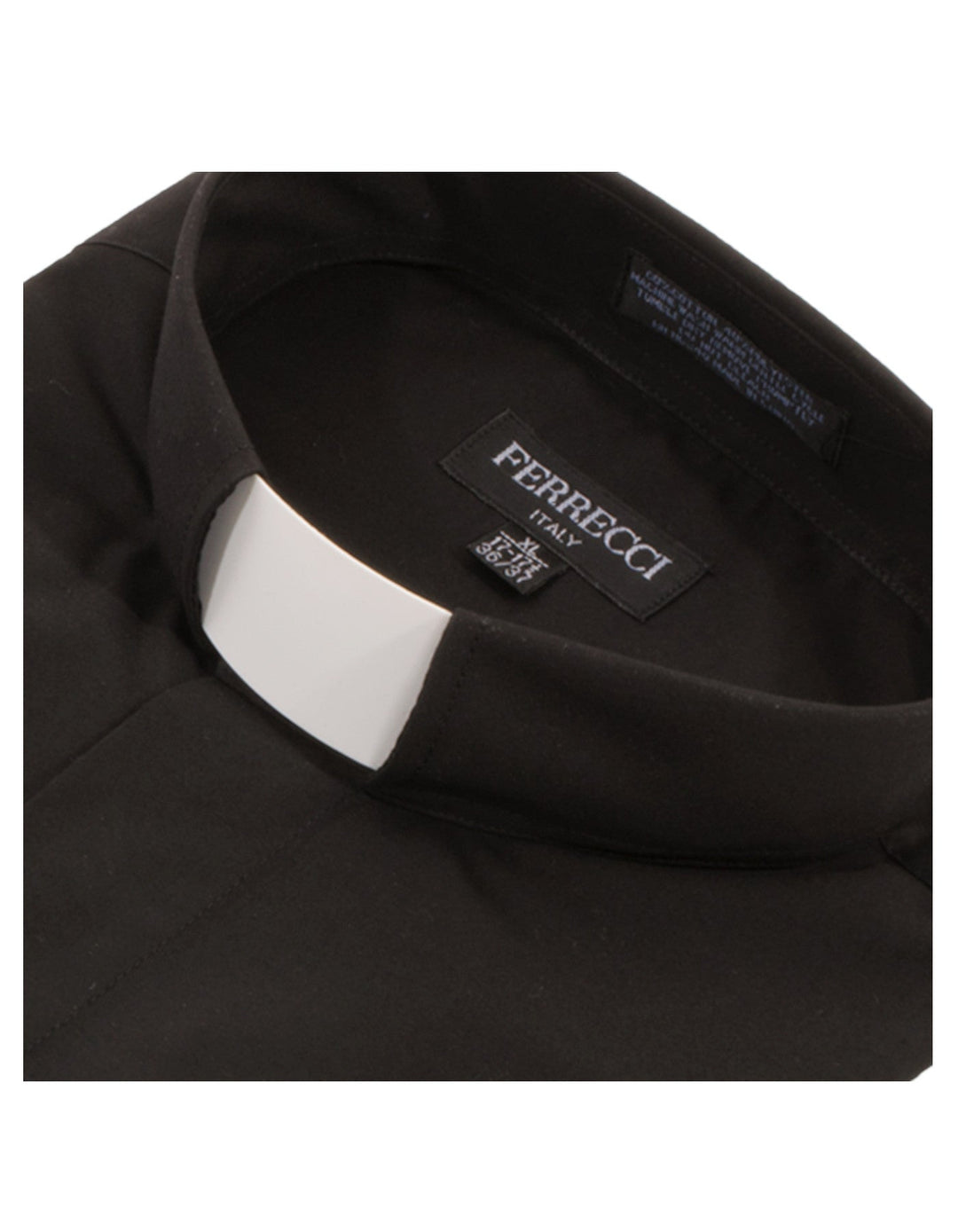 Black Clergy Deacon Bishop Priest Mandarin Half-Tab Collar Dress Shirt - FHYINC best men&
