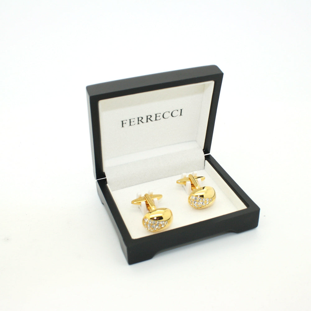 Goldtone Gemstone Cuff Links With Jewelry Box - FHYINC