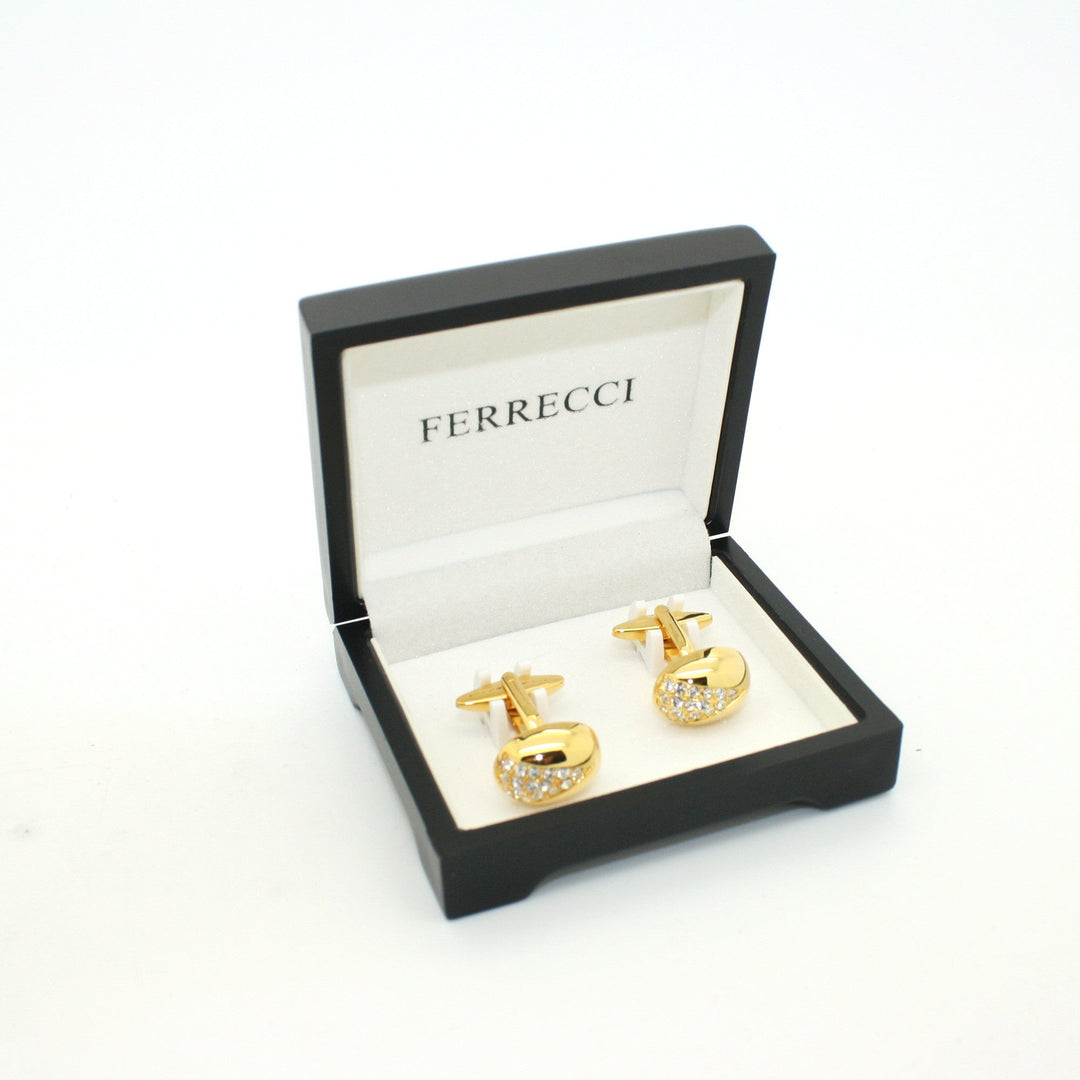 Goldtone Gemstone Cuff Links With Jewelry Box - FHYINC
