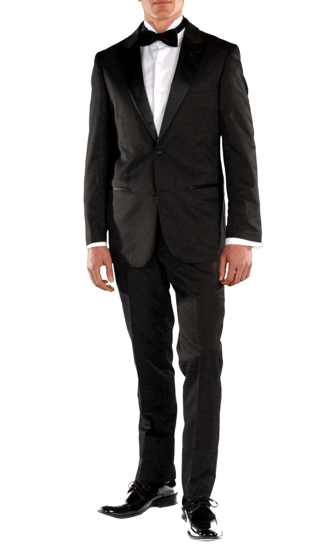 Black Slim Fit Peak Lapel 2pc Tuxedo - Crisp - FHYINC best men&