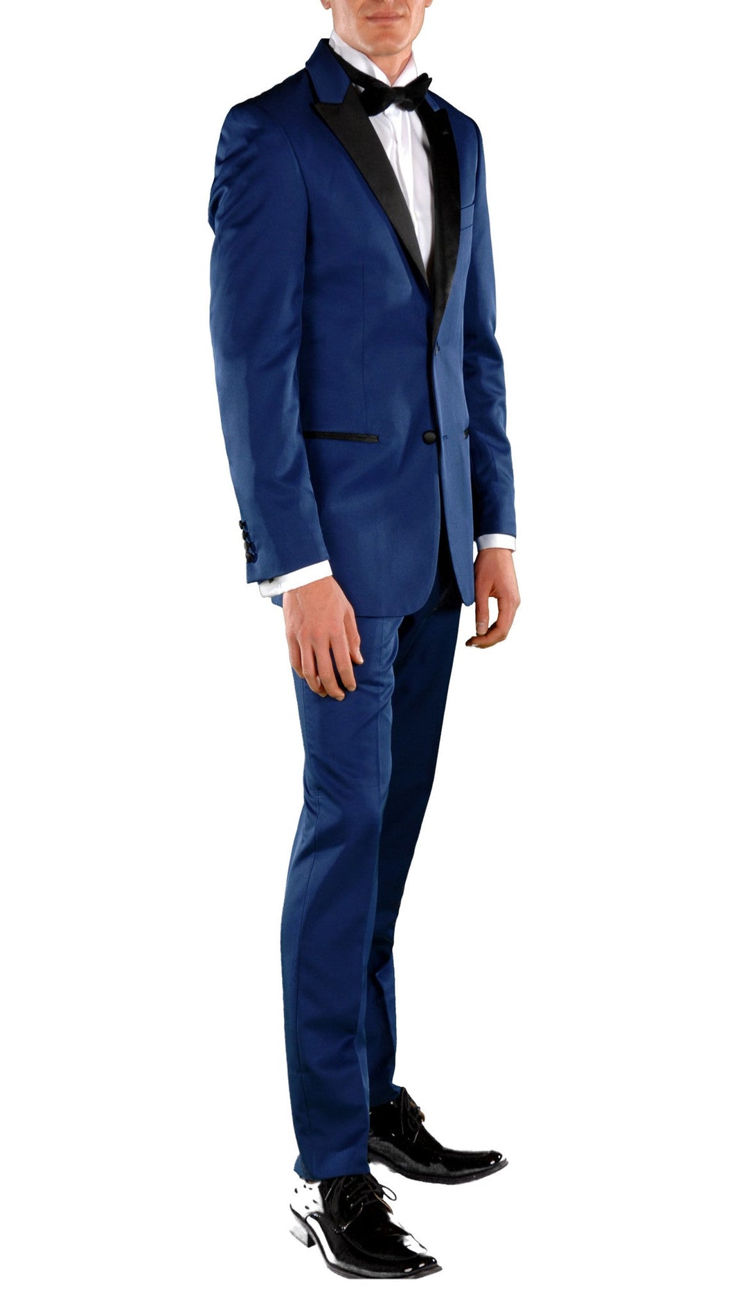Dark Blue Slim Fit Peak Lapel 2pc Tuxedo - Crisp - FHYINC best men&