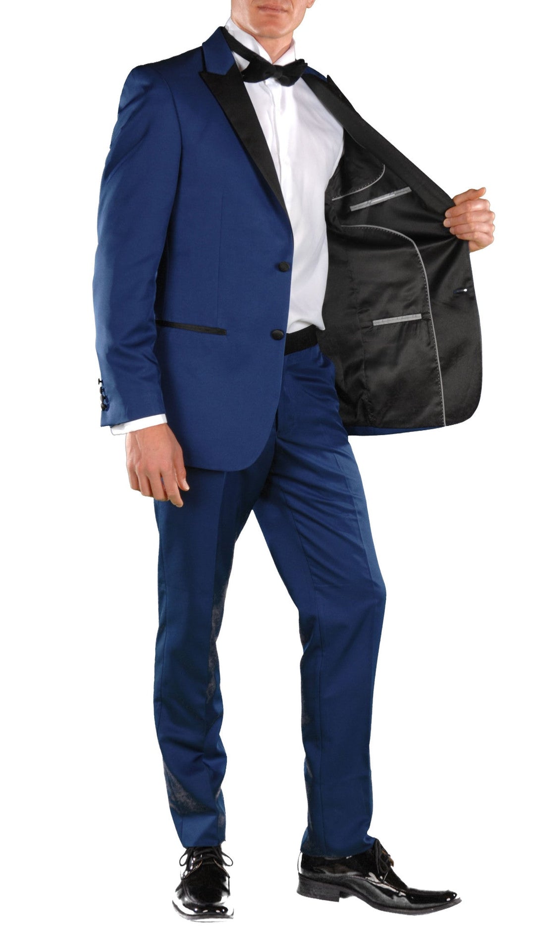 Dark Blue Slim Fit Peak Lapel 2pc Tuxedo - Crisp - FHYINC best men&