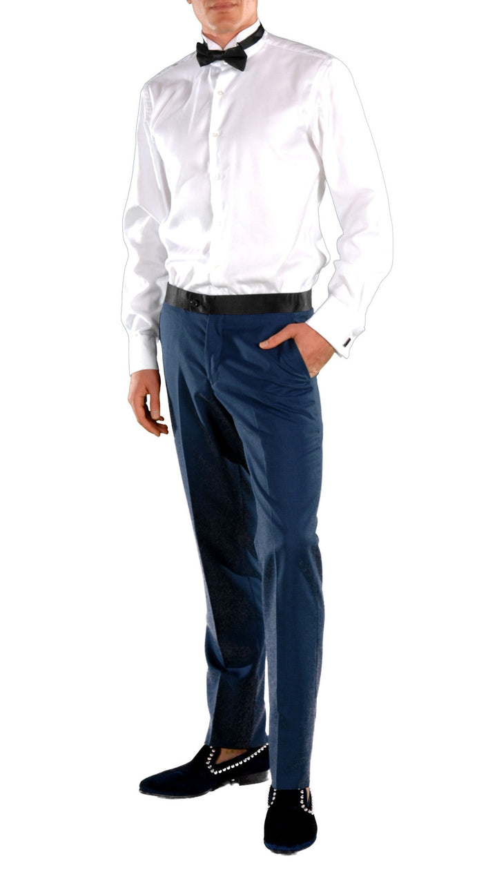 Dark Blue Slim Fit Peak Lapel 2pc Tuxedo - Crisp - FHYINC best men&