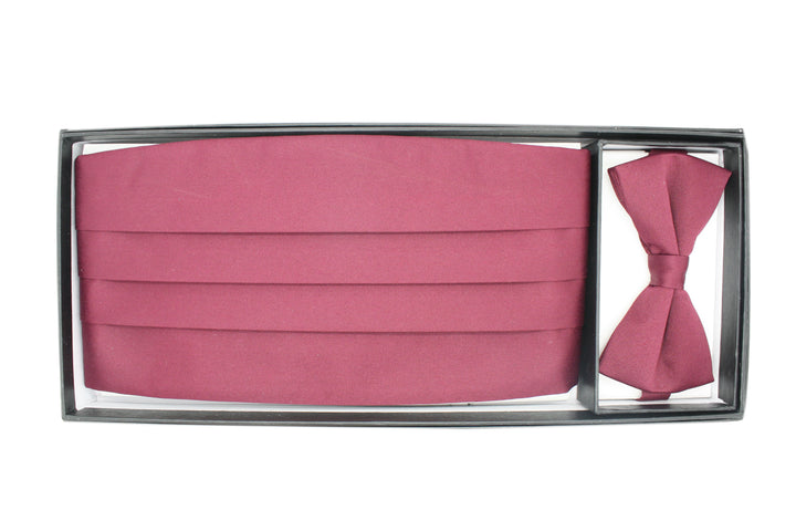 Ferrecci Satin Bow Tie &amp; Cummerbund Set – Burgundy, gift box
