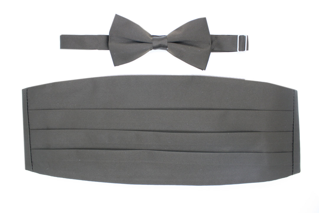 Ferrecci Satin Bow Tie &amp; Cummerbund Set – Brown