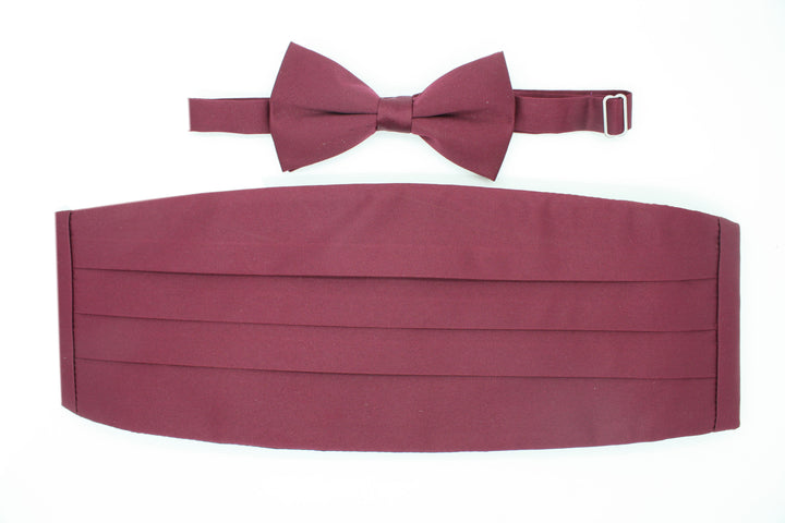 Ferrecci Satin Bow Tie &amp; Cummerbund Set – Burgundy