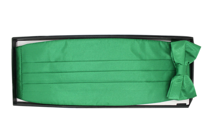 Ferrecci Satin Bow Tie &amp; Cummerbund Set – Green, gift box