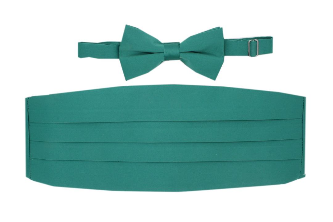 Ferrecci Satin Bow Tie & Cummerbund Set – Turquoise