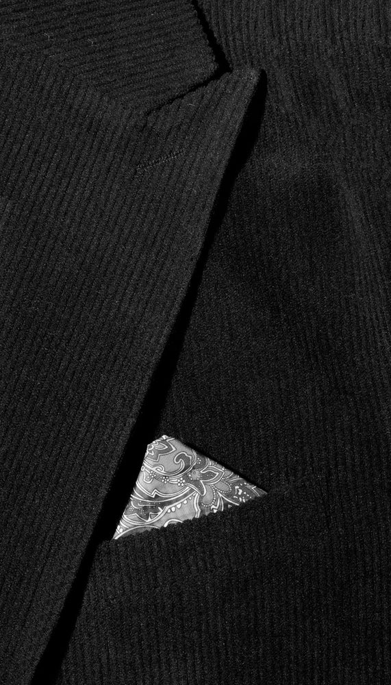 The Cordell Black 2pc Cotton Corduroy Notch Lapel Suit detail