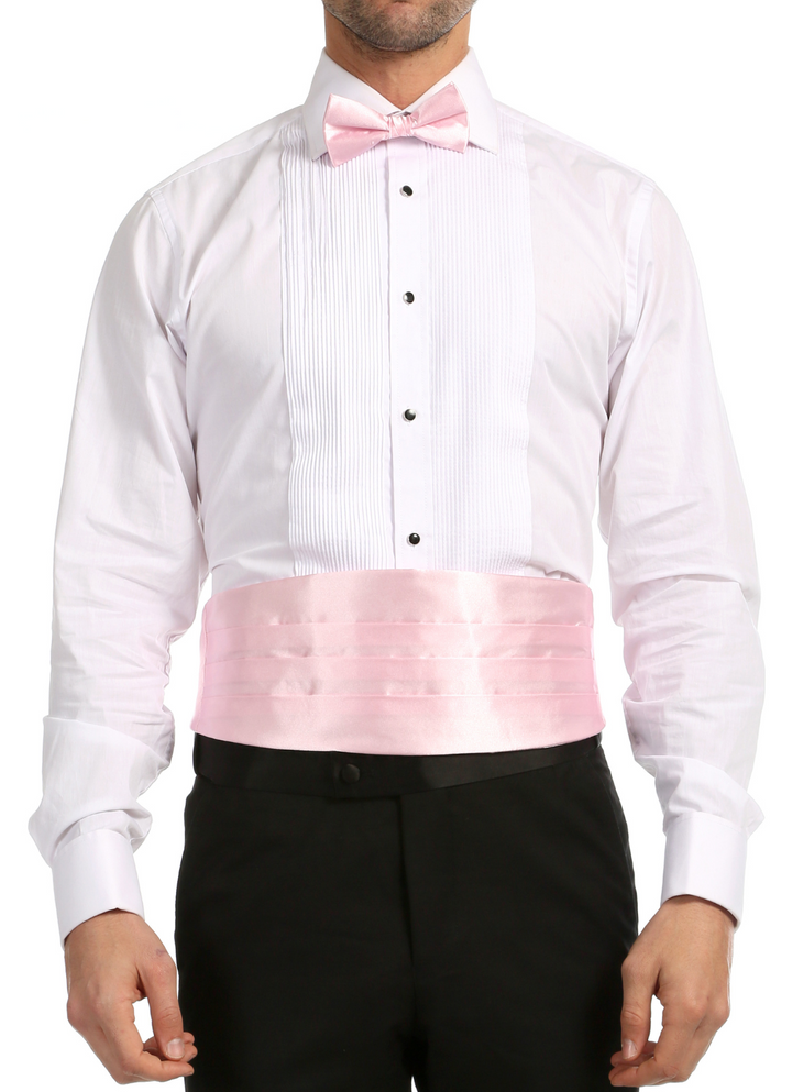 Ferrecci Satin Bow Tie &amp; Cummerbund Set – Rose, front view