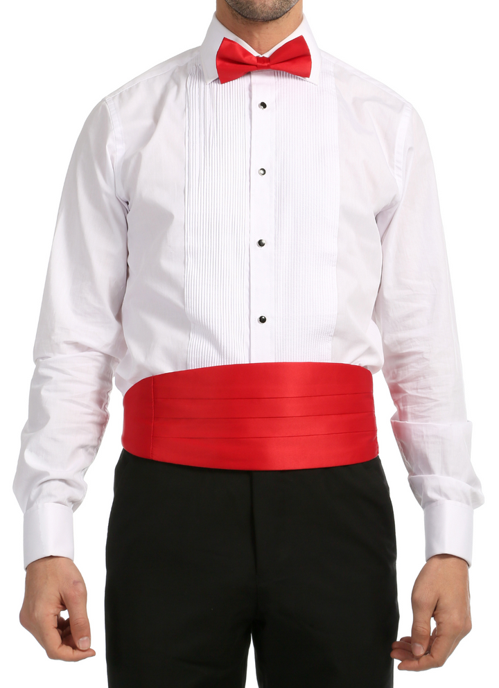 Satine Red Bow Tie &amp; Cummerbund Set