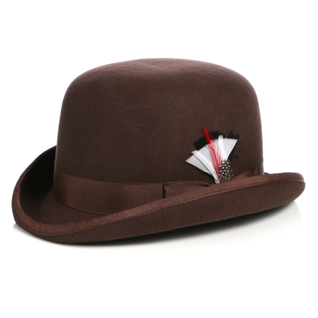 Premium Wool Chocolate Brown Derby Bowler Hat Premium Wool Chocolate Brown Derby Bowler Hat