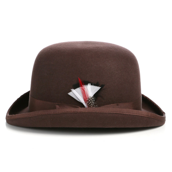 Premium Wool Chocolate Brown Derby Bowler Hat - FHYINC best men&