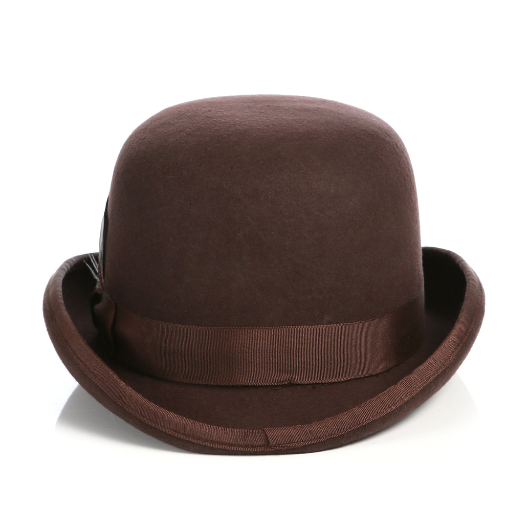 Premium Wool Chocolate Brown Derby Bowler Hat - FHYINC best men&