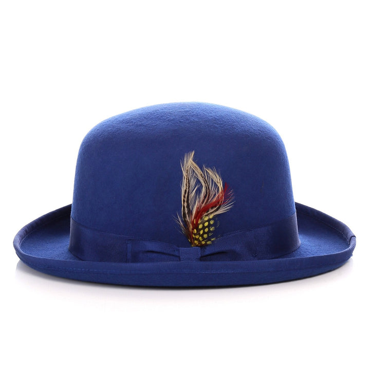 Premium Wool Royal Blue Derby Bowler Hat - FHYINC best men&
