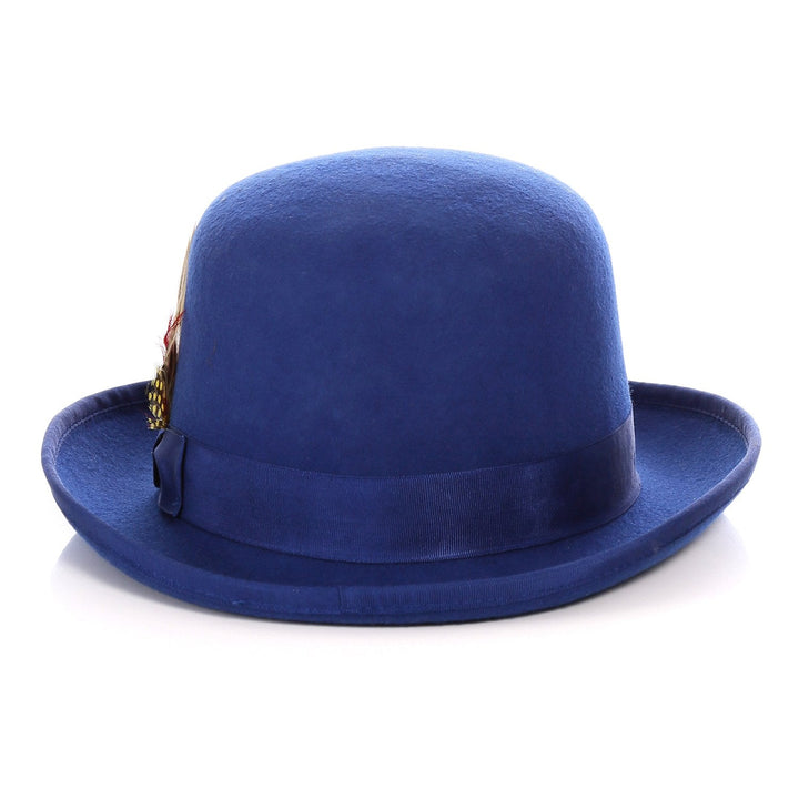 Premium Wool Royal Blue Derby Bowler Hat - FHYINC best men&