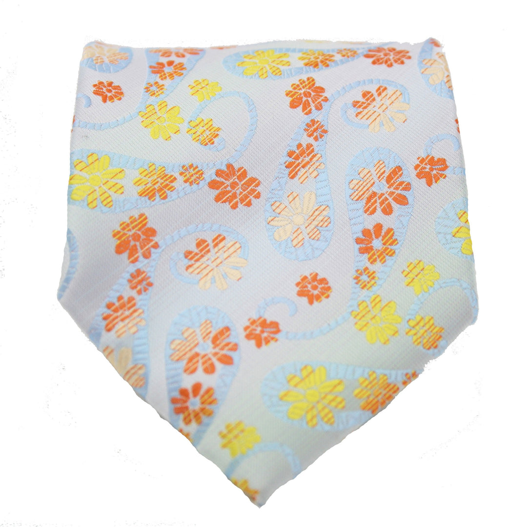 Mens Dads Classic Yellow Floral Pattern Business Casual Necktie &amp; Hanky Set DF-2 - FHYINC best men&