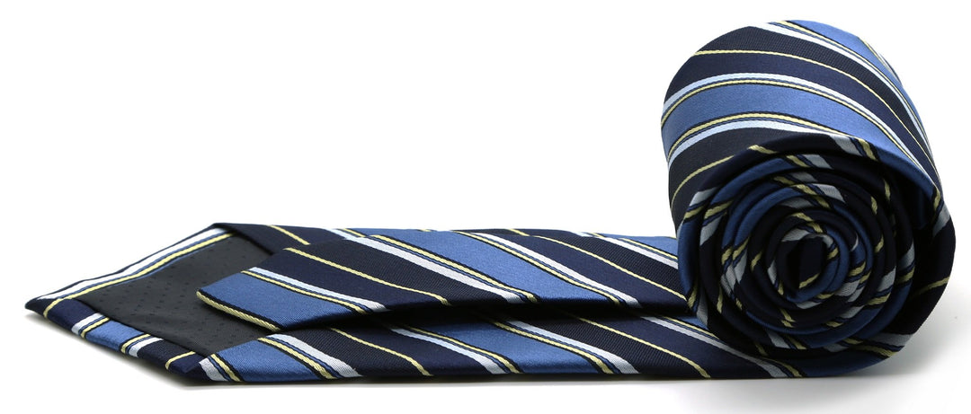 Mens Dads Classic Navy Striped Pattern Business Casual Necktie &amp; Hanky Set DO-1 - FHYINC best men&