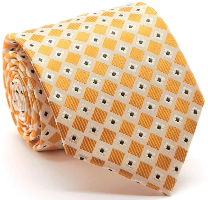 Mens Dads Classic Gold Geometric Pattern Business Casual Necktie &amp; Hanky Set E-4 - FHYINC best men&