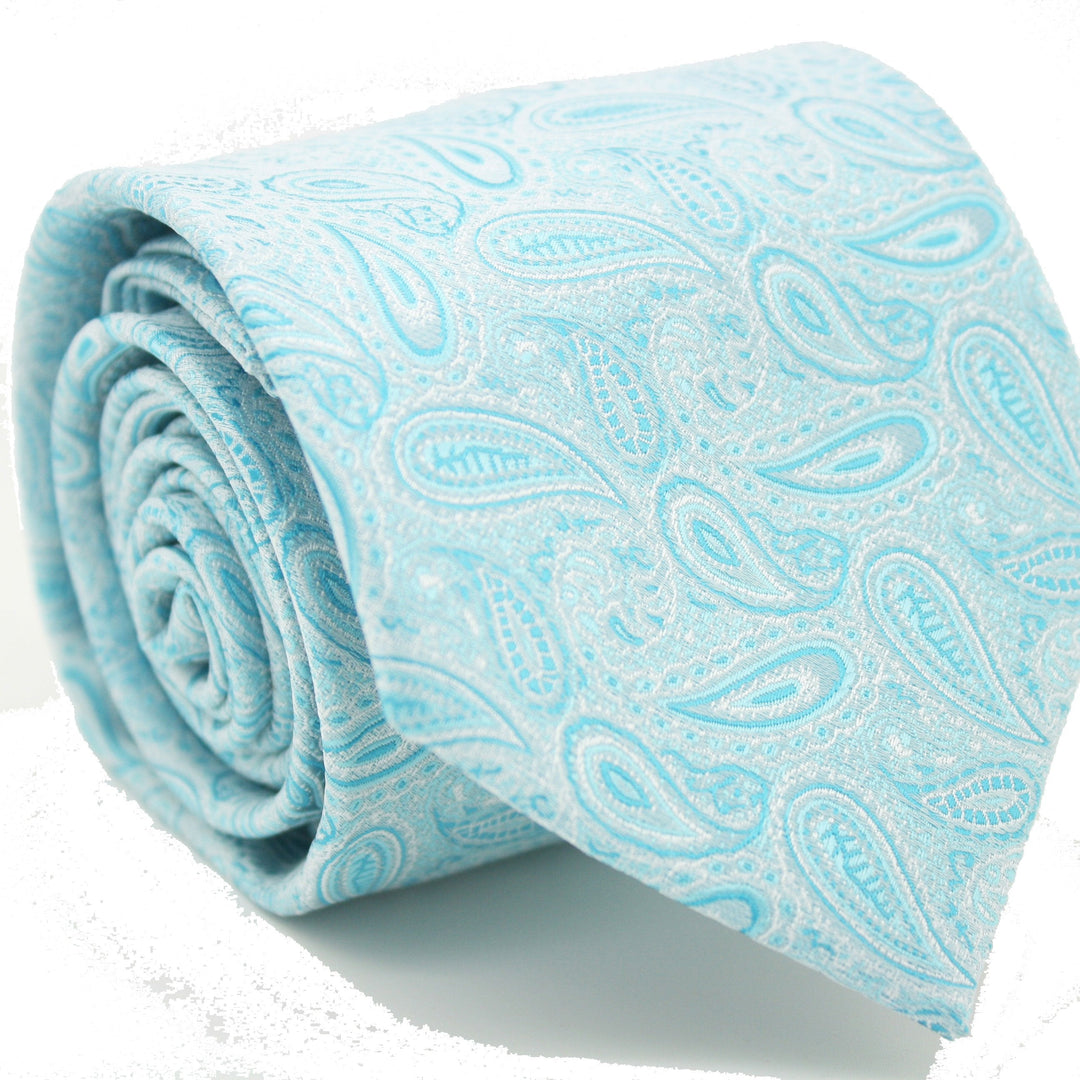 Mens Dads Classic Blue Paisley Pattern Business Casual Necktie & Hanky Set E-1 - FHYINC best men's suits, tuxedos, formal men's wear wholesale