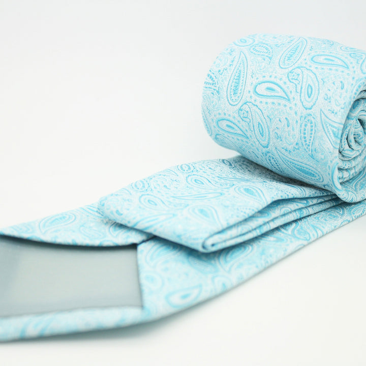 Mens Dads Classic Blue Paisley Pattern Business Casual Necktie &amp; Hanky Set E-1 - FHYINC best men&