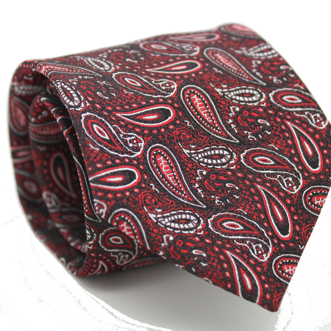 Mens Dads Classic Red Paisley Pattern Business Casual Necktie & Hanky Set EF-3 - FHYINC best men's suits, tuxedos, formal men's wear wholesale