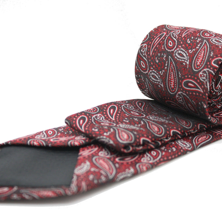 Mens Dads Classic Red Paisley Pattern Business Casual Necktie &amp; Hanky Set EF-3 - FHYINC best men&