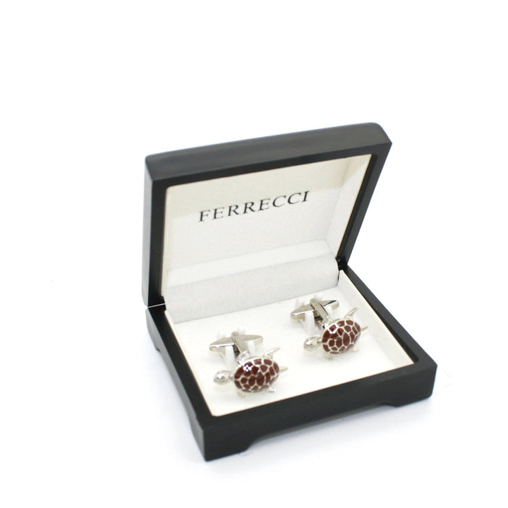 Silvertone Turtle Cuff Links With Jewelry Box - FHYINC