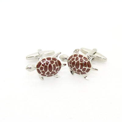 Silvertone Turtle Cuff Links With Jewelry Box - FHYINC