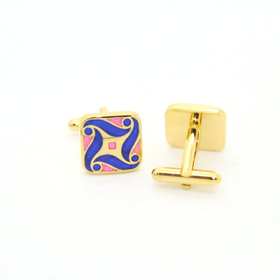 Goldtone Purple Swirl Cuff Links With Jewelry Box - FHYINC