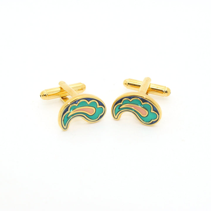 Goldtone Paisley Design Cuff Links With Jewelry Box - FHYINC