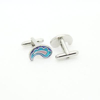 Silvertone Paisley Design Cuff Links With Jewelry Box - FHYINC