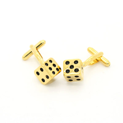 Goldtone Dice Cuff Links With Jewelry Box - FHYINC