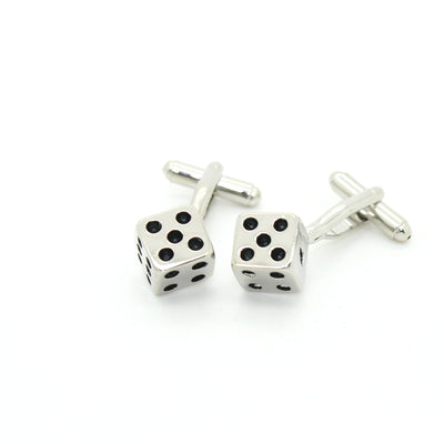 Silvertone Dice Cuff Links With Jewelry Box - FHYINC