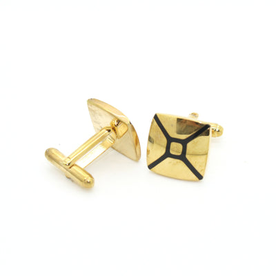 Goldtone Enamel Cuff Links With Jewelry Box - FHYINC