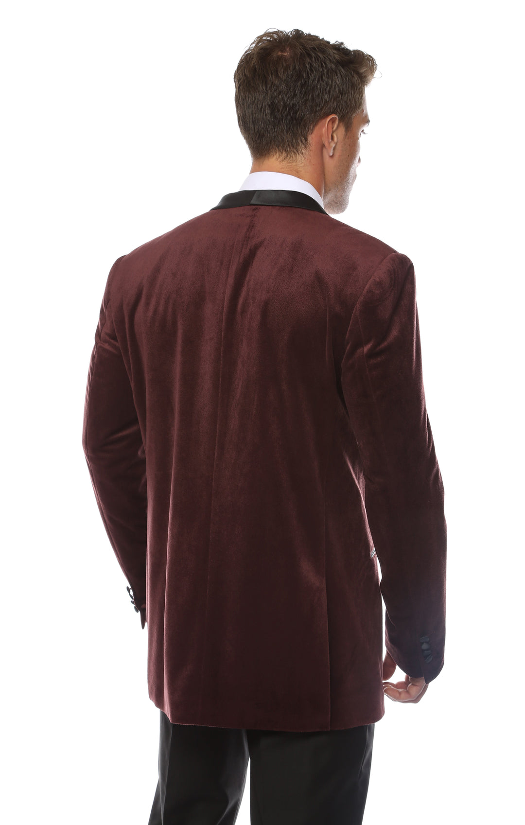 Enzo Burgundy Velvet Slim Fit Shawl Lapel Tuxedo Men&